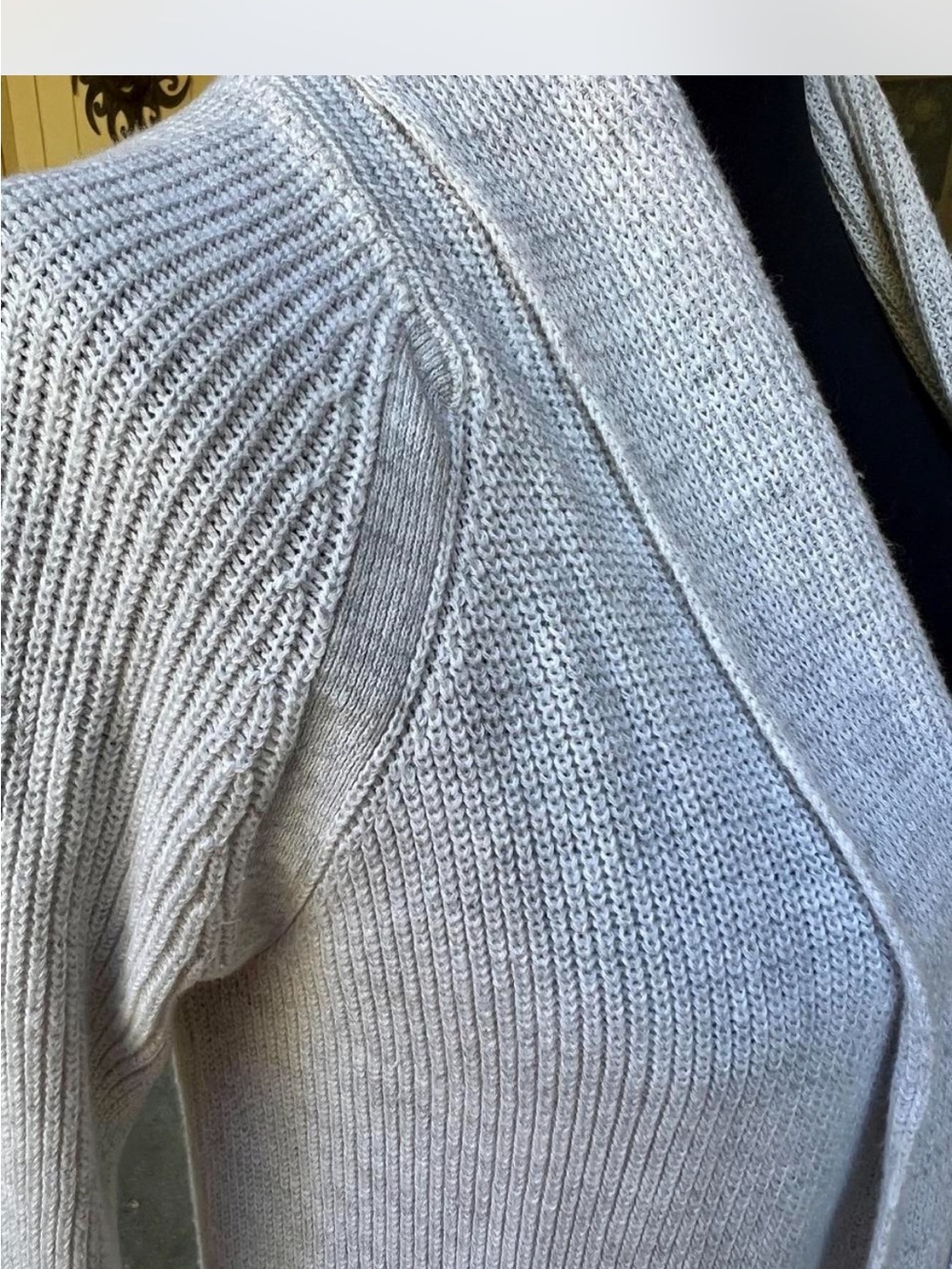 Athleta Light Gray Open-Front Knit Cardigan w/ Pockets